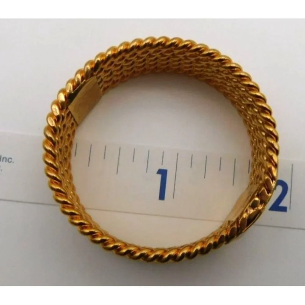 Lot of 7 Gold Tone Metal Braided Napkins Rings Holiday Table Setting